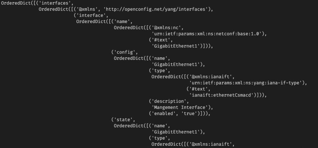 IOS-XE NETCONF Get Python Dict